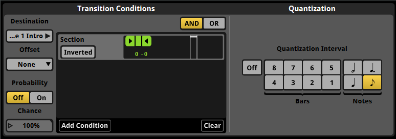 FMOD Studio transition region transition conditions